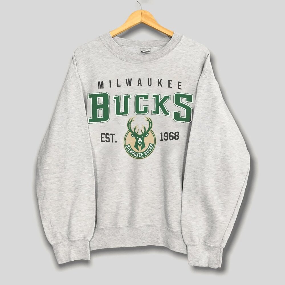 Vintage Milwaukee Bucks Sweatshirt, EST1968 NBA Basketball Shirt For Men Women